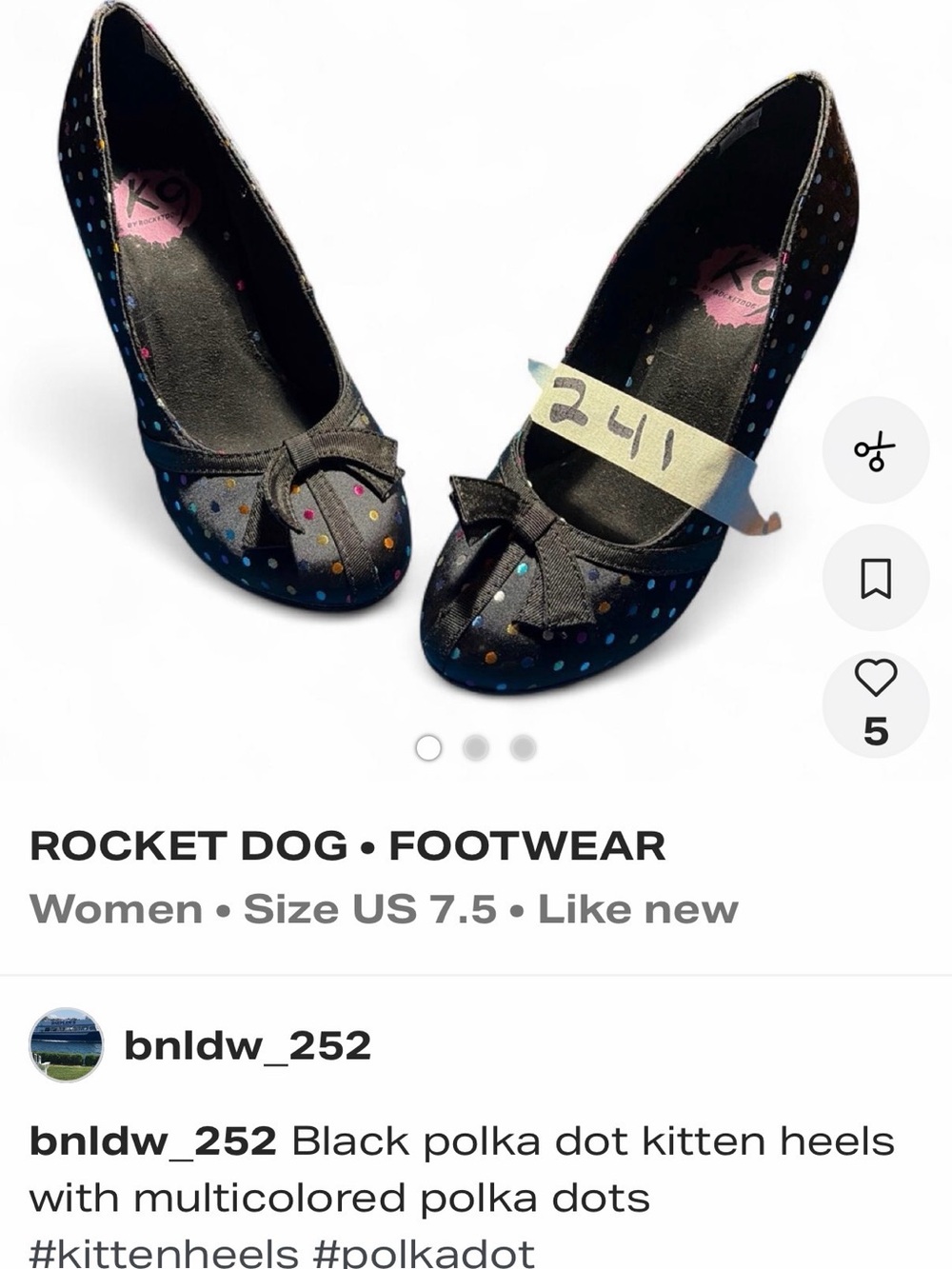 Rocket Dog Black Kitten Heels with Multicolor Polka Dots